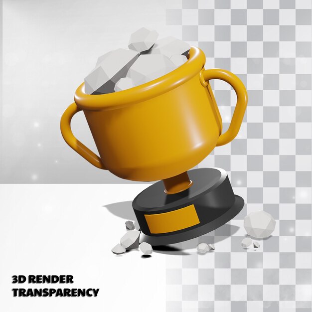 3d-trofee met transparantie render-modellering premium psd