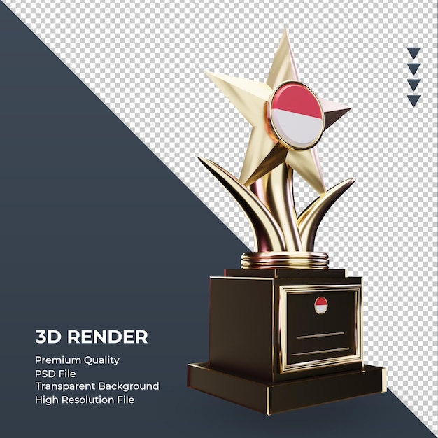 3d-trofee monaco vlag weergave linker weergave