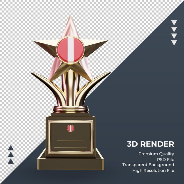 3d-trofee peru vlag rendering vooraanzicht