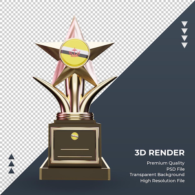 3d Trofeum Brunei Darussalam Flaga Renderująca Widok Z Przodu