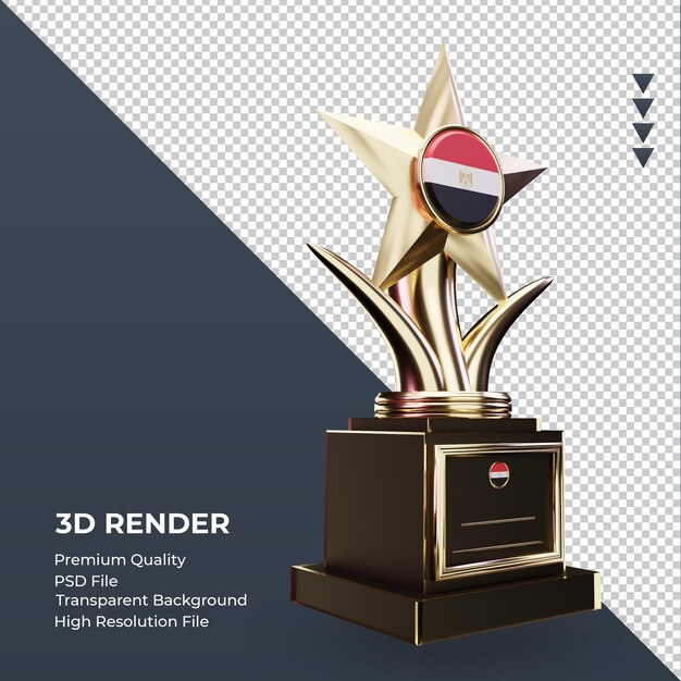 3d Trofeum Flaga Egiptu Renderowania Lewy Widok