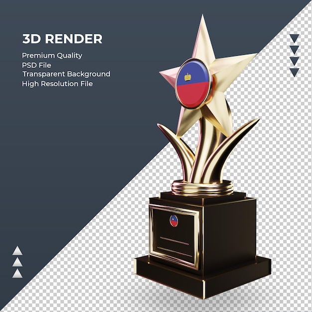 3d Trofeum Flaga Liechtensteinu Renderujące Prawy Widok