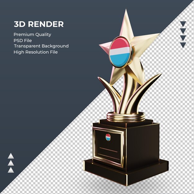 3d Trofeum Flaga Luksemburga Renderujące Prawy Widok