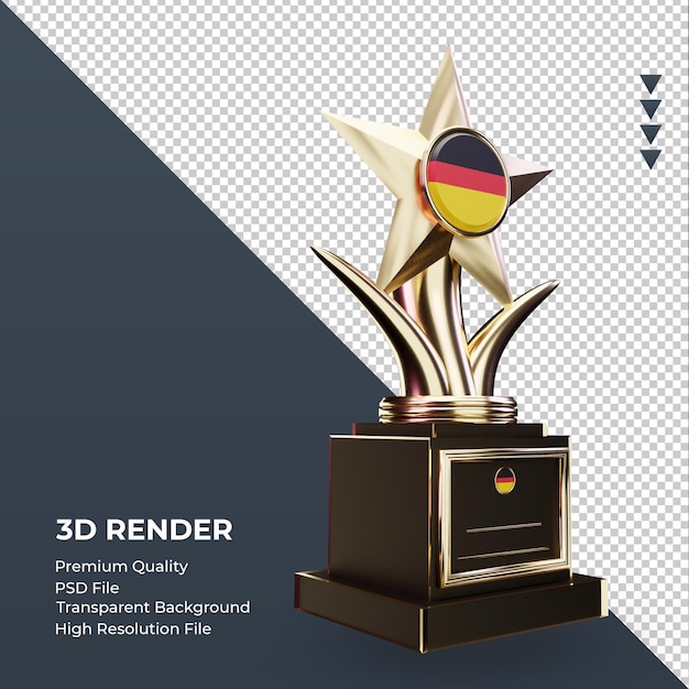 3d Trofeum Flaga Niemiec Renderująca Widok Z Lewej Strony