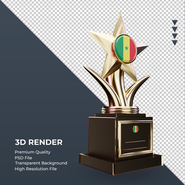 3d Trofeum Flaga Senegalu Renderujące Lewy Widok