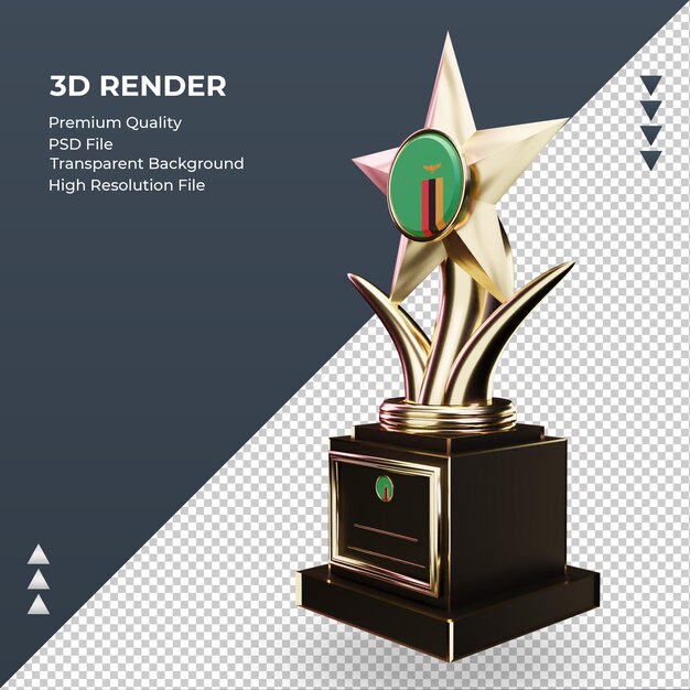 3d Trofeum Flaga Zambii Renderujący Prawy Widok