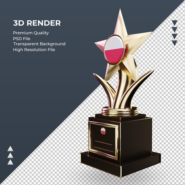 3d Trofeum Polska Flaga Renderująca Prawy Widok