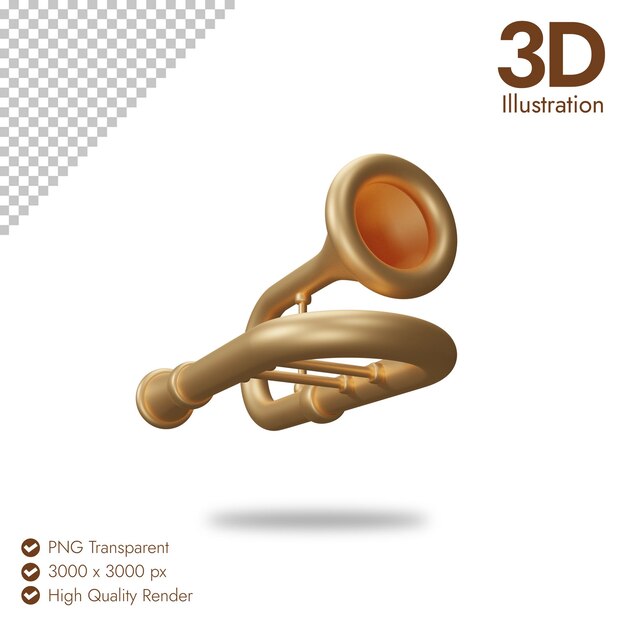 3d-икона тромбона на прозрачном фоне