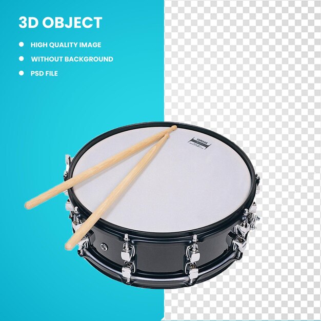 3d-trommelsticks op snare drum