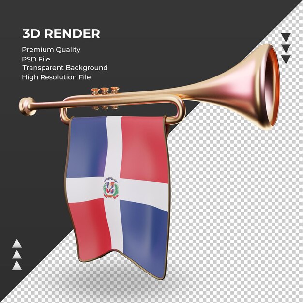 3d-trompet dominicaanse republiek vlag rendering juiste weergave