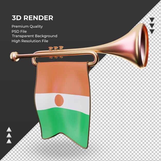 3d-trompet niger vlag rendering juiste weergave