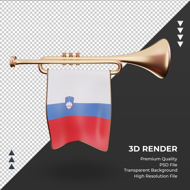 PSD 3d-trompet slovenië vlag rendering vooraanzicht