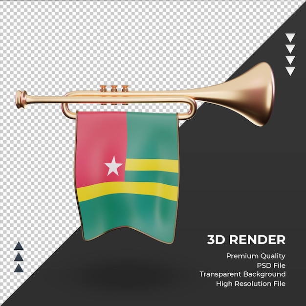 3d-trompet togo vlag rendering vooraanzicht
