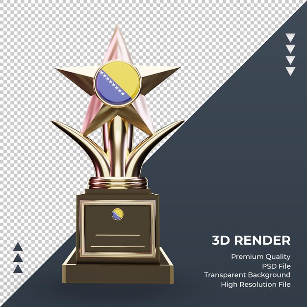 3d trophy bosnia and herzegovina flag rendering front view