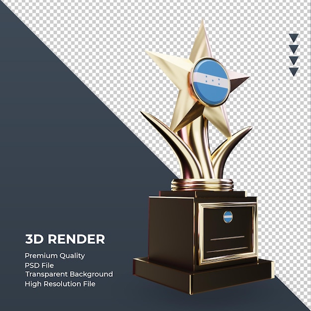 3d trofeo bandiera dell'honduras rendering vista a sinistra