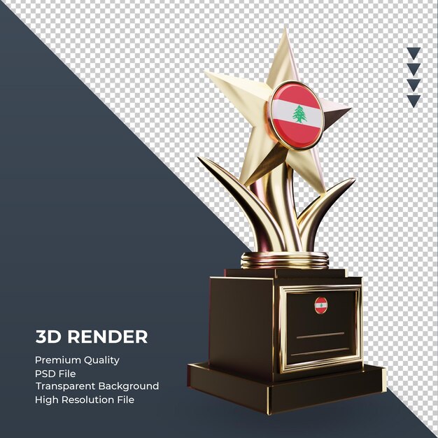 3d trofeo bandiera libano rendering vista a sinistra