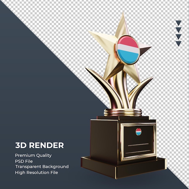 3d trofeo bandiera lussemburghese rendering vista a sinistra