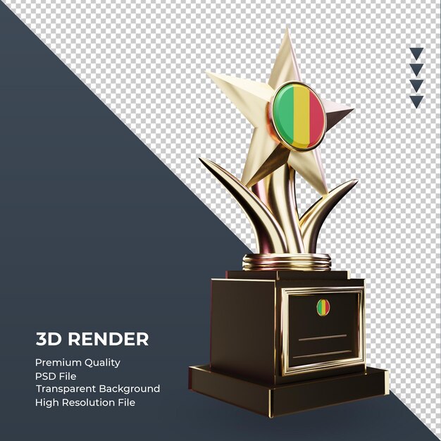 PSD 3d trofeo bandiera del mali rendering vista a sinistra