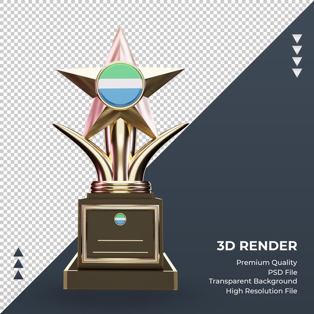 PSD 3d trophy sierra leone flag rendering front view