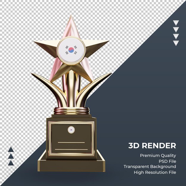 PSD 3d trophy south korea flag rendering front view