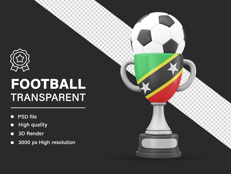 PSD 3d trophy with saint_kitts_and_nevis flag isolated on transparent background