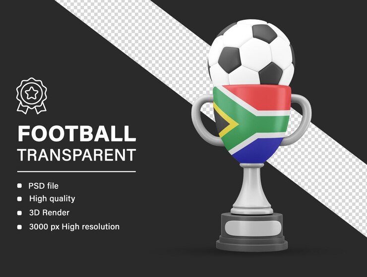 PSD 3d trophy with south_africa flag isolated on transparent background