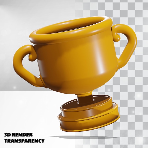 3d trophy with transparency render modeling premium psd