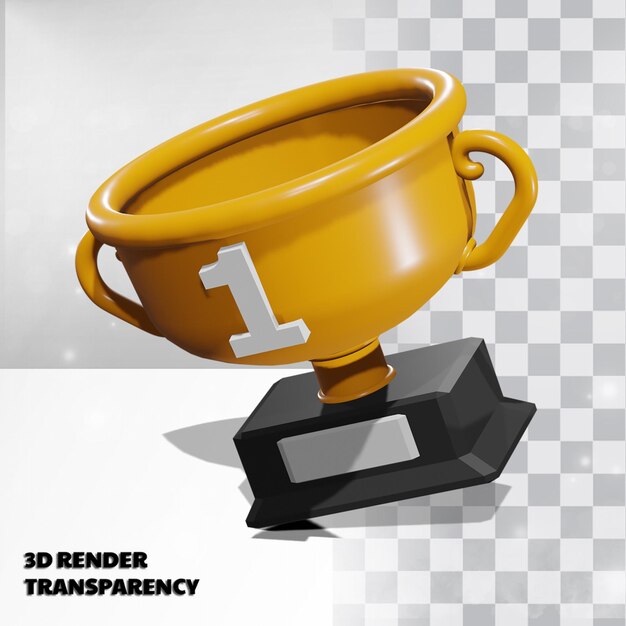 3D Trophy with Transparency Render Modeling Premium Psd