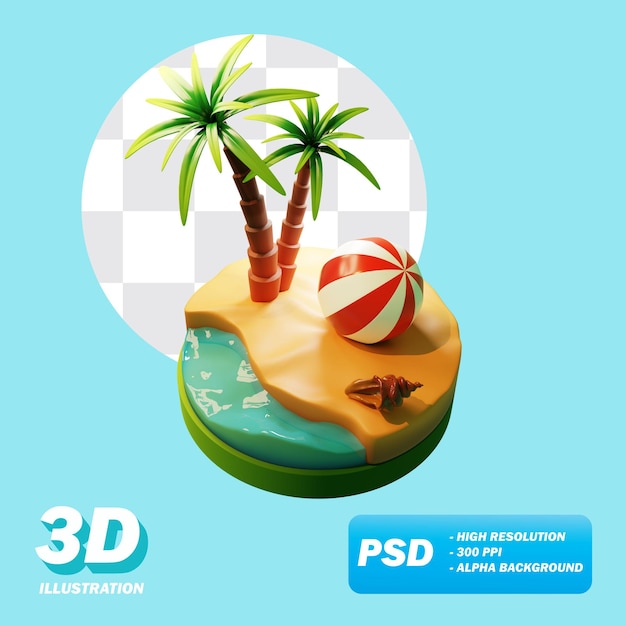 PSD 3d тропический остров hd прозрачные изображения