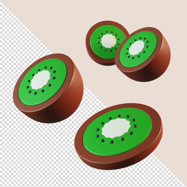 3d tropical kiwi set cartoon style