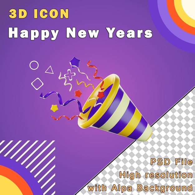 3d trumpet 3d new year icon