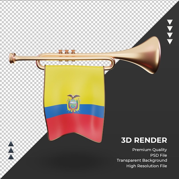 3d trumpet ecuador flag rendering front view