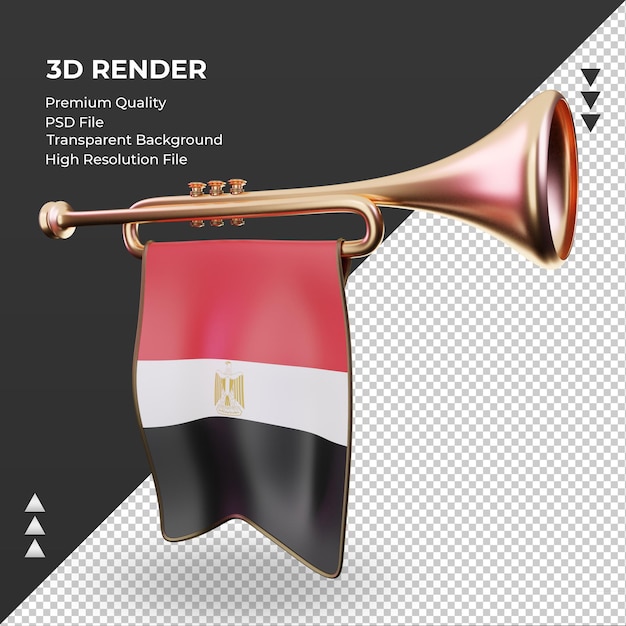 3d tromba bandiera egitto rendering vista a destra