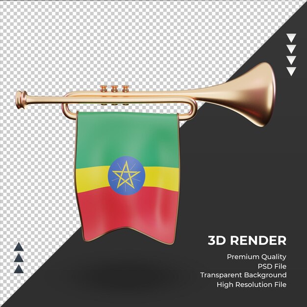 PSD 3d tromba etiopia bandiera rendering vista frontale