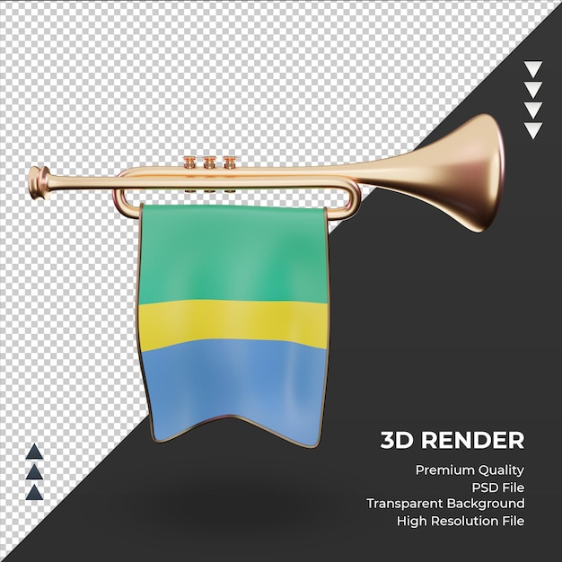 3d tromba bandiera gabon rendering vista frontale