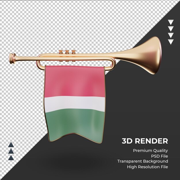 3d tromba ungheria bandiera rendering vista frontale