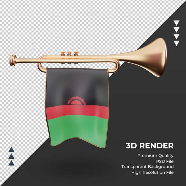 3d trumpet malawi flag rendering front view