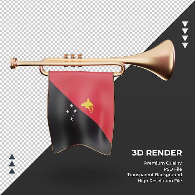 3d tromba papua nuova guinea bandiera rendering vista frontale