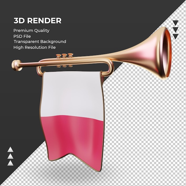 3d trumpet poland flag rendering right view