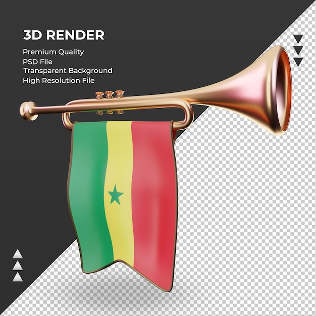 3d trumpet senegal flag rendering right view