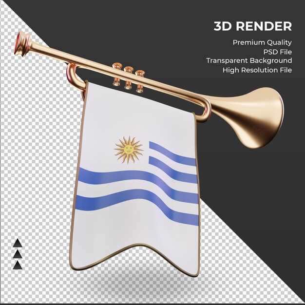 3d tromba bandiera uruguay rendering vista a sinistra