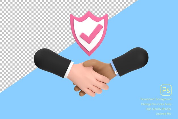 3D Trust icon Handshake icon Partnership and agreement symbol Trust for protection