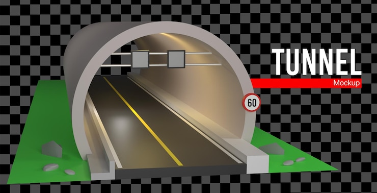 PSD 3d tunnel cars mockup
