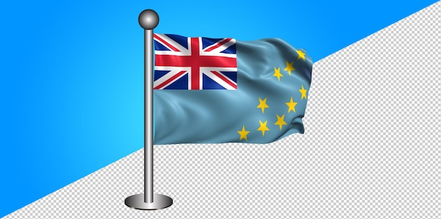 3d tuvalu vlagpictogram - badge png - transparante achtergrond