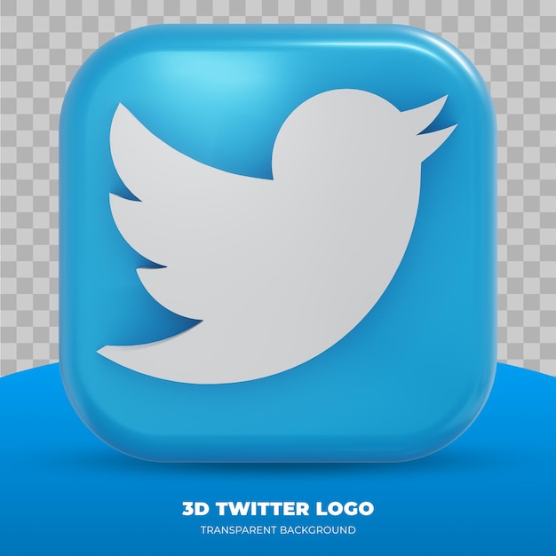 Logo twitter 3d isolato nel rendering 3d