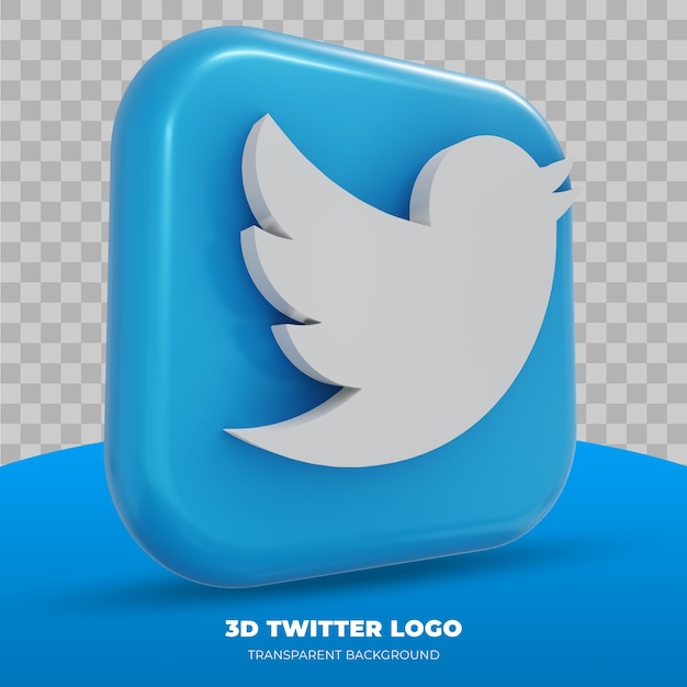 3D Twitter Logo na białym tle w renderowaniu 3d