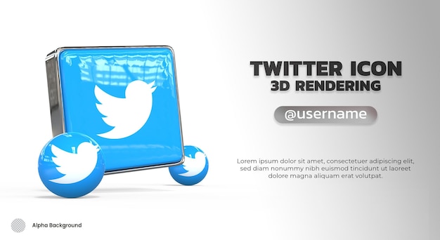 3d twitter logo rendering