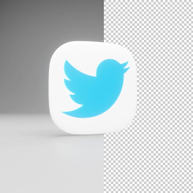 PSD Трехмерный логотип твиттера