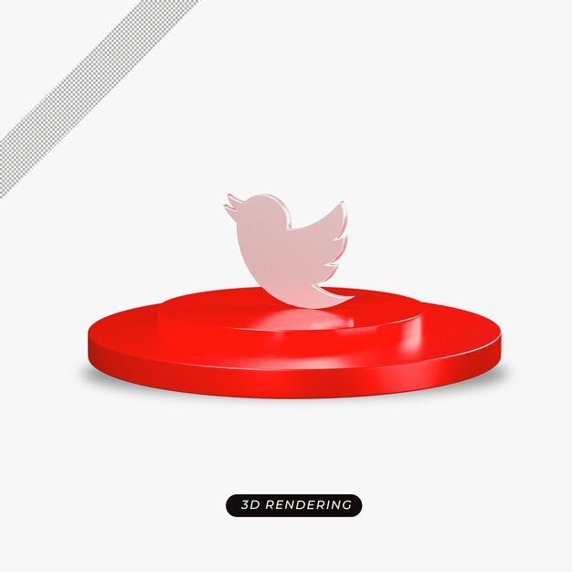 Rendering realistico dell'icona twitter 3d