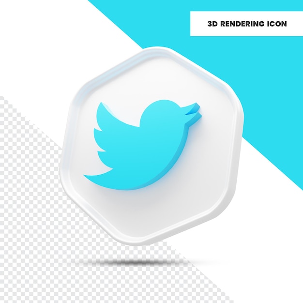 Icona di rendering dei social media di twitter 3d